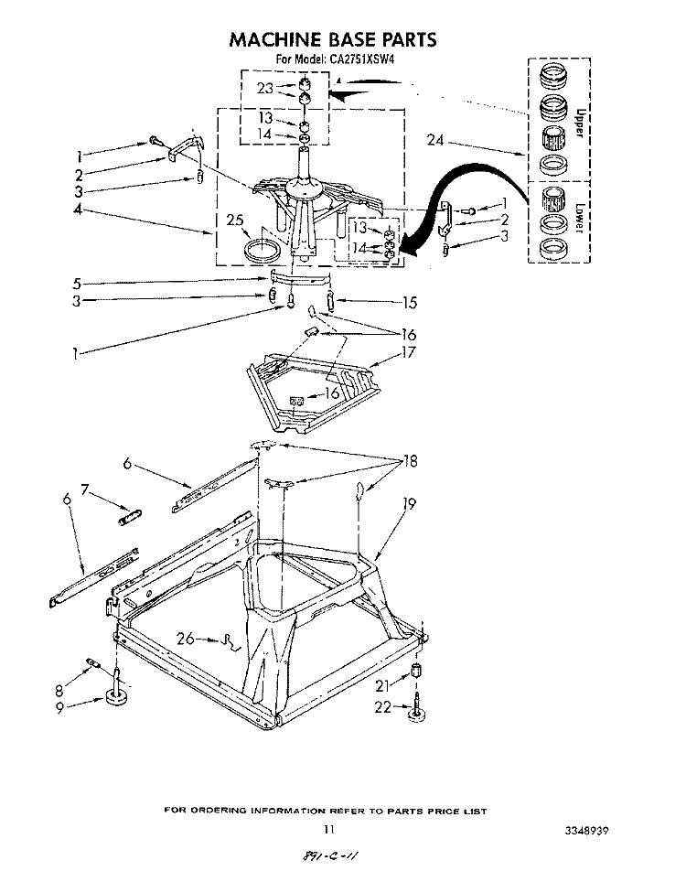 MACHINE BASE Diagram and Parts List for CA2751XSW4  Whirlpool Washer
