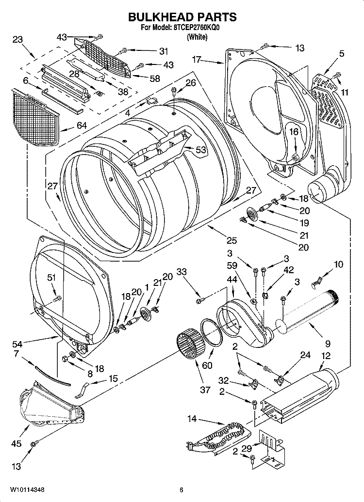 BULKHEAD PARTS, OPTIONAL PARTS (NOT INCLUDED) Diagram and Parts List for 8TCEP2760KQ0  Whirlpool Dryer