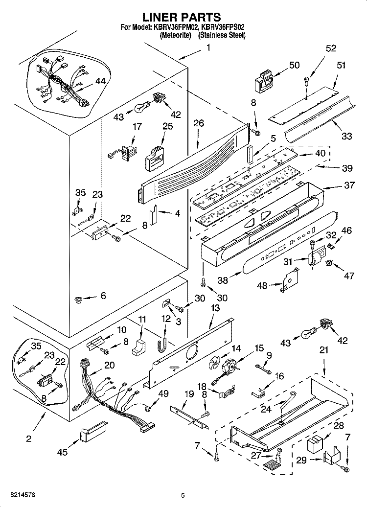 LINER PARTS Diagram and Parts List for KBRV36FPM02  KitchenAid Refrigerator