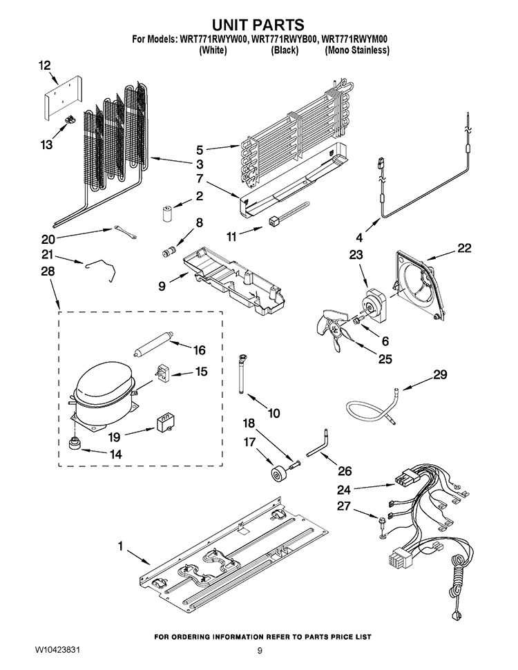 UNIT PARTS Diagram and Parts List for WRT771RWYM00  Whirlpool Refrigerator