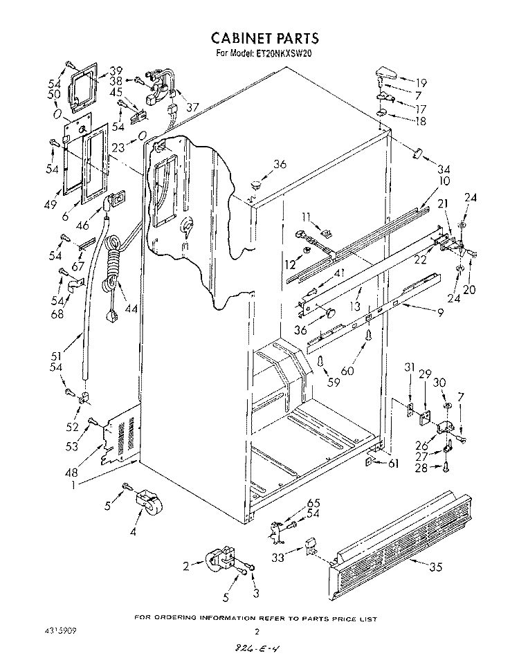 CABINET Diagram and Parts List for ET20NKXSW20  Whirlpool Refrigerator