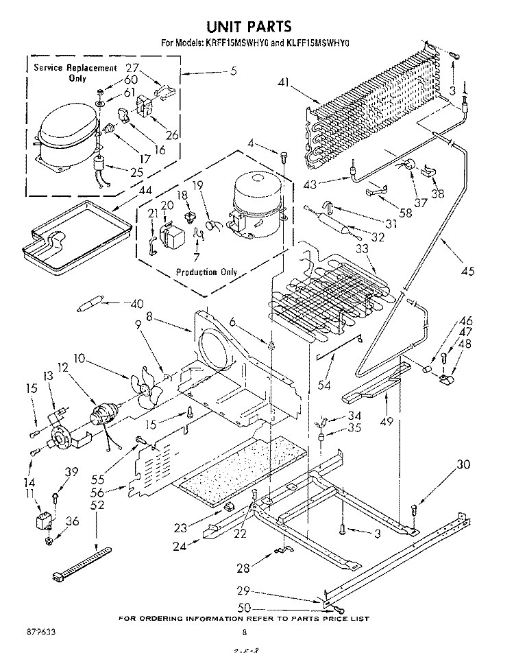 UNIT Diagram and Parts List for KLFF15MSWHY0  KitchenAid Freezer