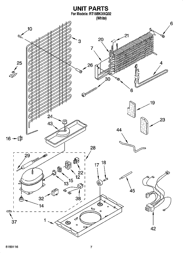 UNIT PARTS Diagram and Parts List for RT18BKXKQ02  Roper Refrigerator