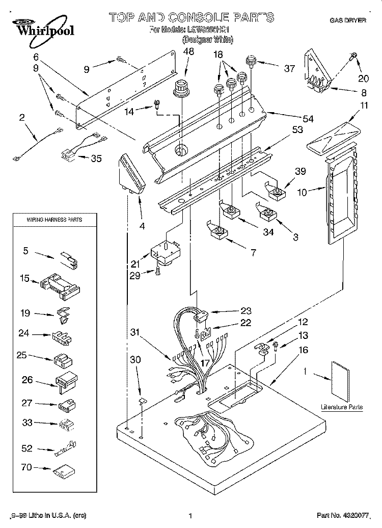SECTION Diagram and Parts List for LGW8858HQ1  Whirlpool Dryer
