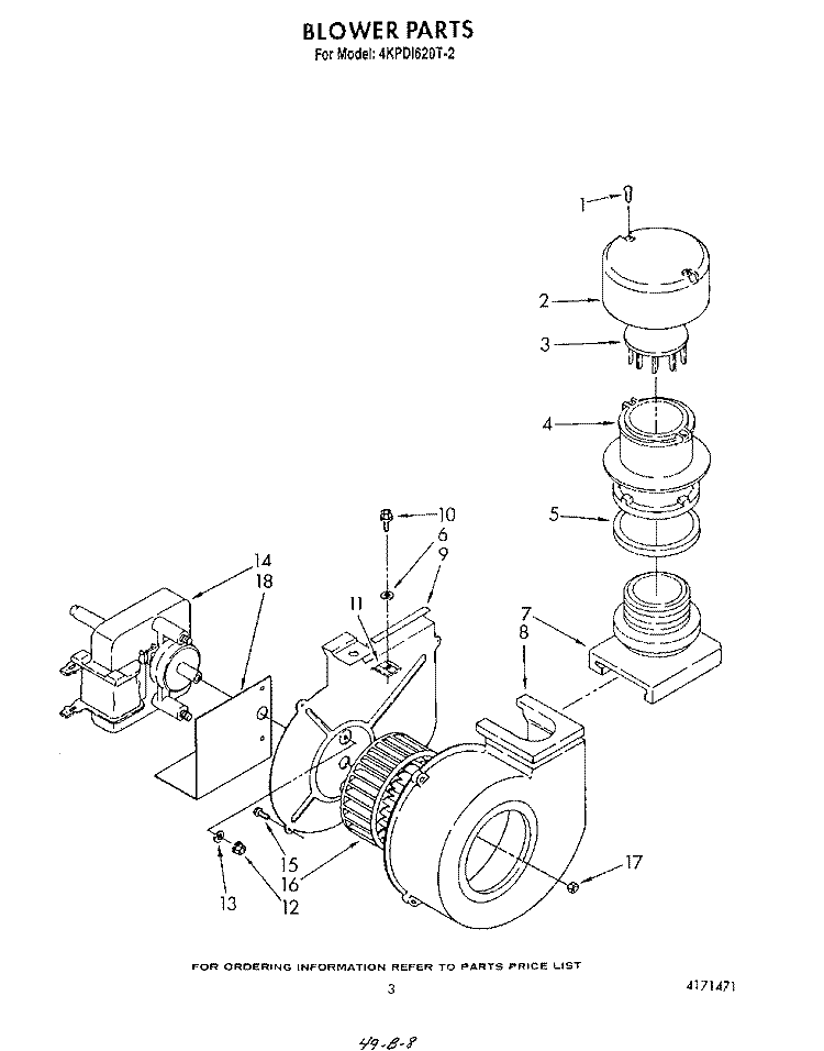 BLOWER Diagram and Parts List for 4KPDI620T2  KitchenAid Dishwasher