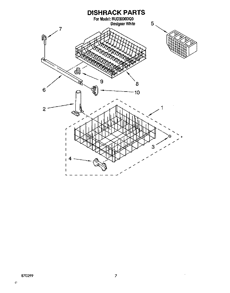 DISHRACK Diagram and Parts List for RUD3000DQ0  Roper Dishwasher