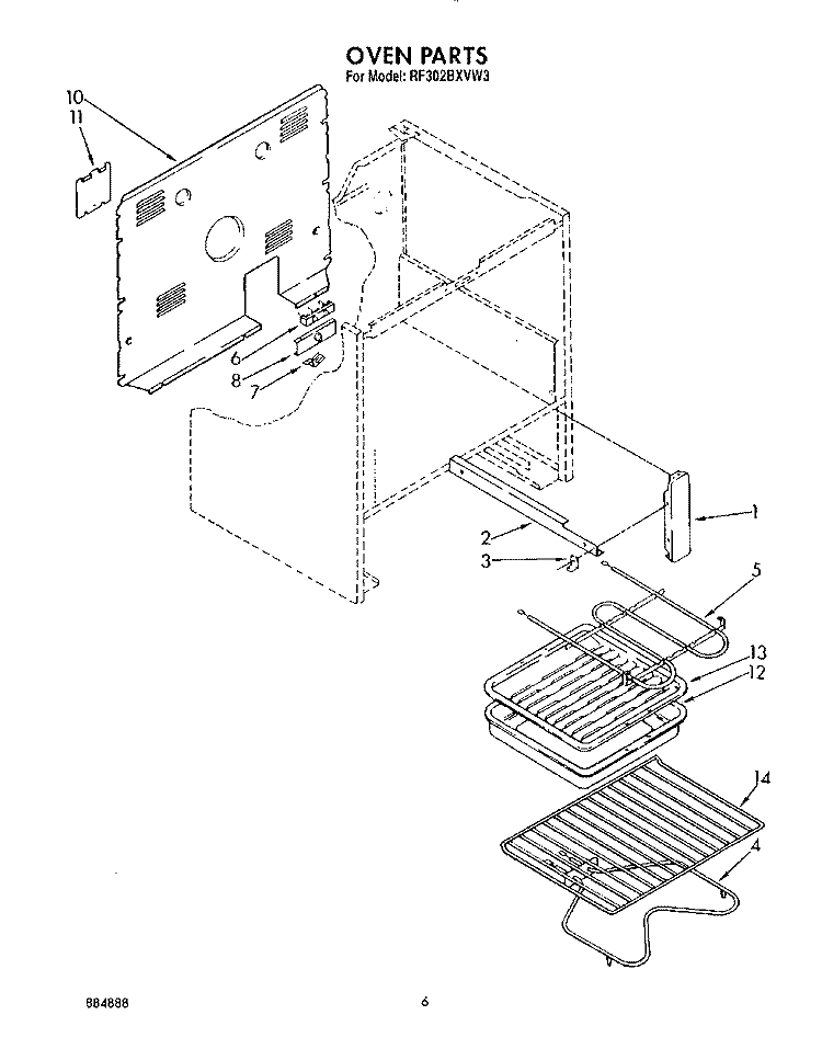 OVEN (2) , OPTIONAL Diagram and Parts List for RF302BXVG3  Whirlpool Range