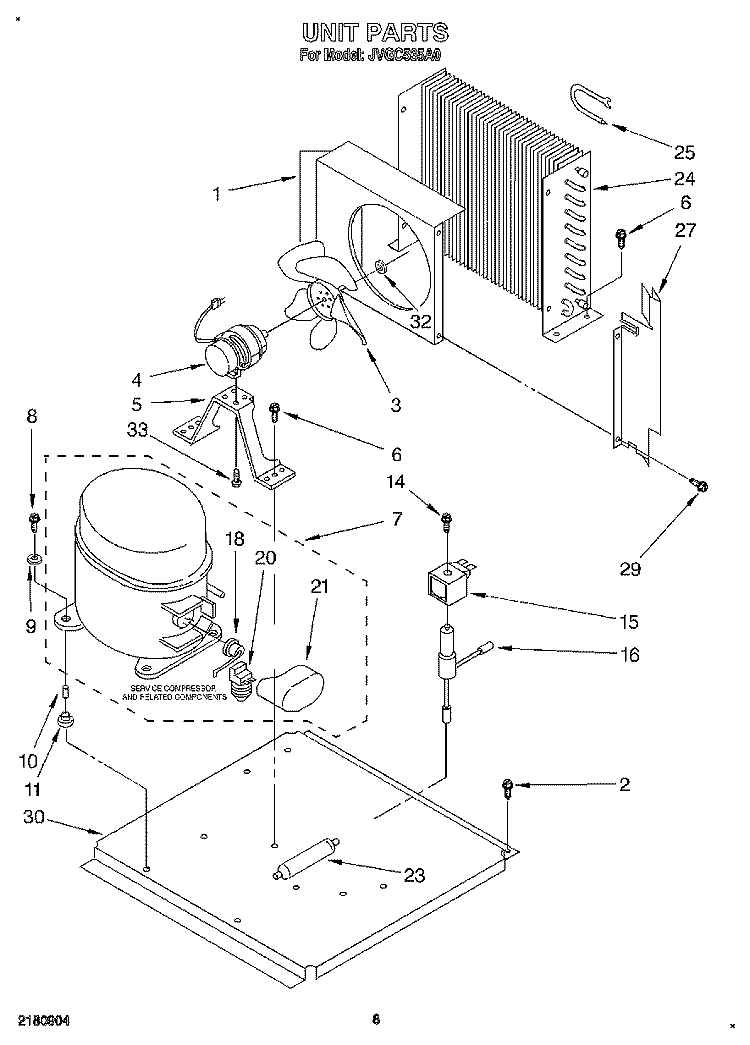 UNIT Diagram and Parts List for JVGC535A0  Whirlpool Ice Maker