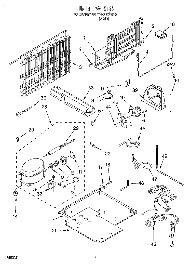 UNIT Diagram and Parts List for 4VET22NKGW00  Whirlpool Refrigerator