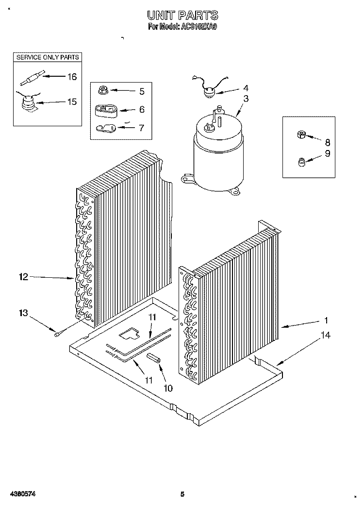 SECTION Diagram and Parts List for ACS102XA0  Whirlpool Air Conditioner