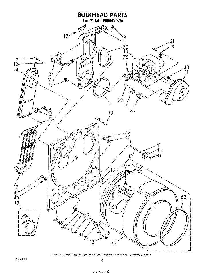 SECTION Diagram and Parts List for LE6805XPW0  Whirlpool Dryer