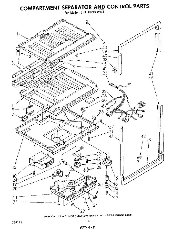 COMPARTMENT SEPARATOR AND CONTROL Diagram and Parts List for EHT182VKWR1  Whirlpool Refrigerator
