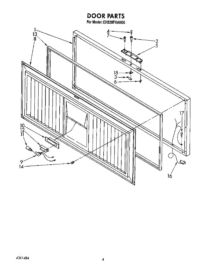 SECTION Diagram and Parts List for EH220FXAN00  Whirlpool Freezer