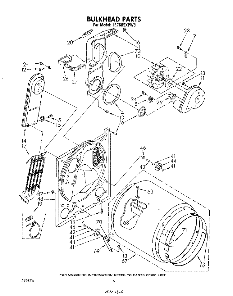 SECTION Diagram and Parts List for LE7685XPW0  Whirlpool Dryer