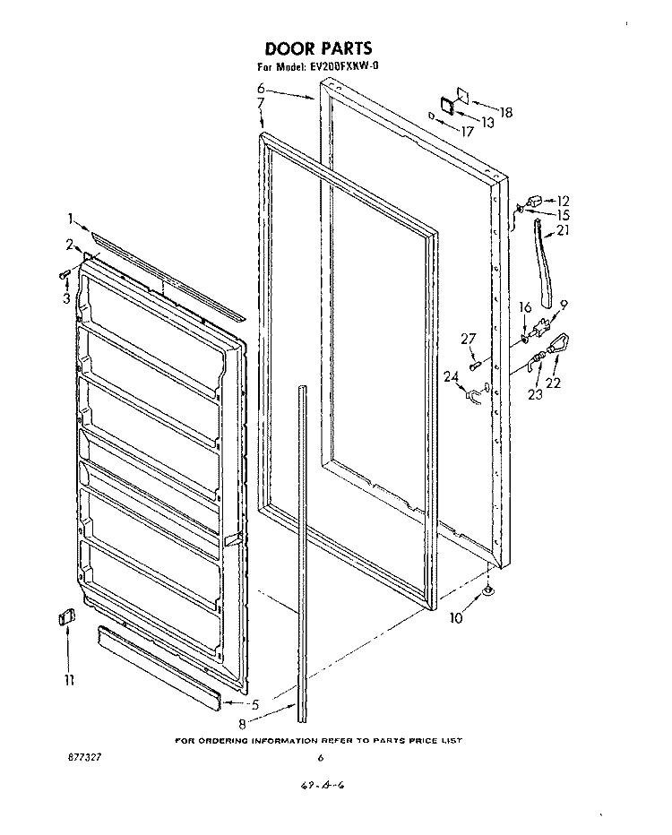 DOOR , LIT/OPTIONAL Diagram and Parts List for EV200FXKW0  Whirlpool Freezer