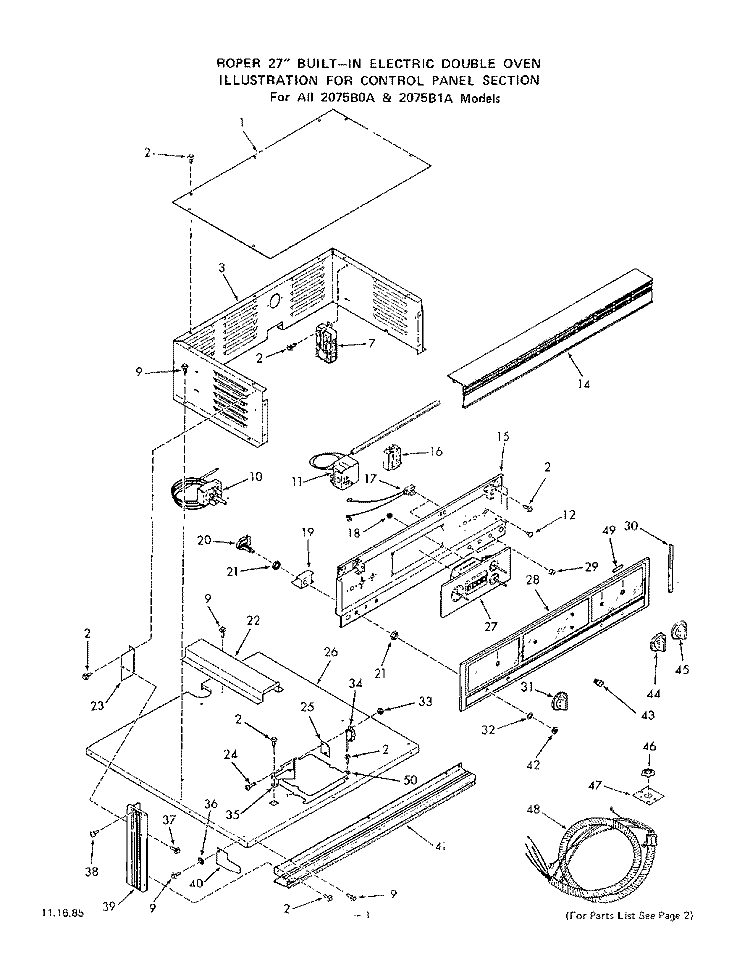 OVEN DOOR LOCK Diagram and Parts List for 2075B0A  Roper Range