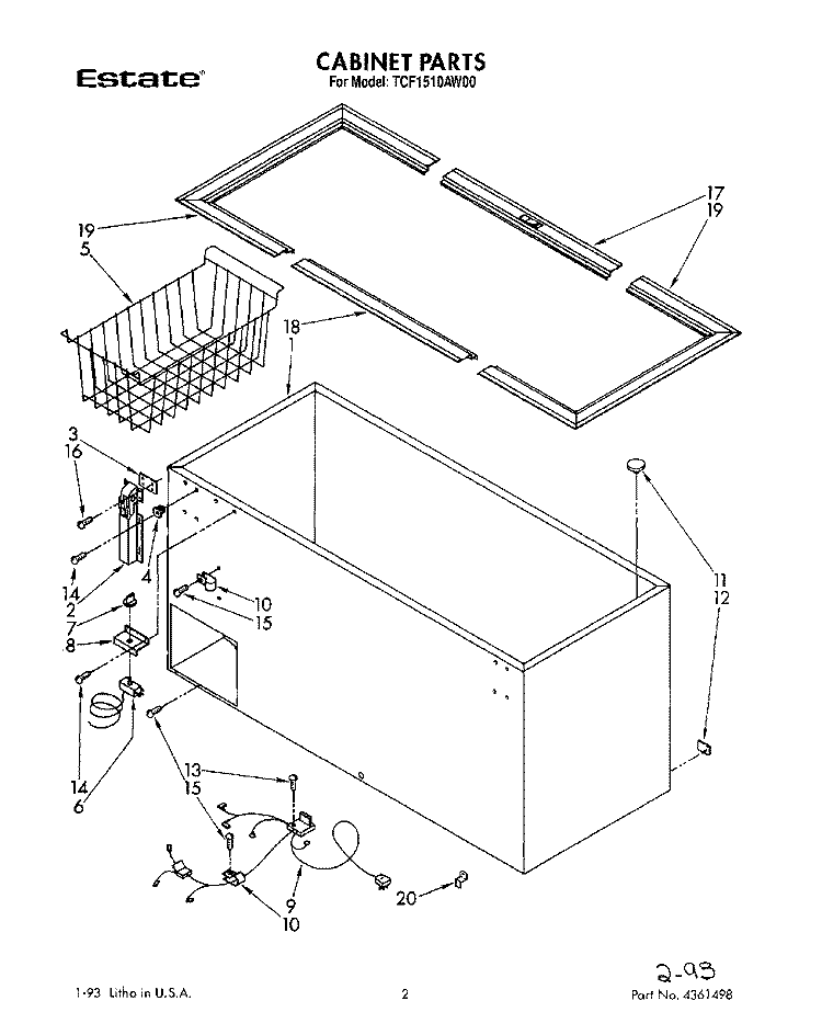 SECTION Diagram and Parts List for TCF1510AW00  Whirlpool Freezer