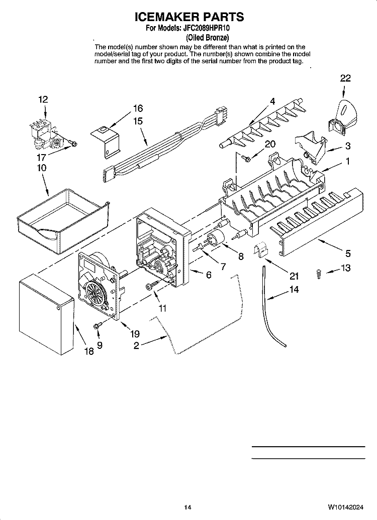 ICEMAKER PARTS, OPTIONAL PARTS (NOT INCLUDED) Diagram and Parts List for JFC2089HPR10  Whirlpool Refrigerator