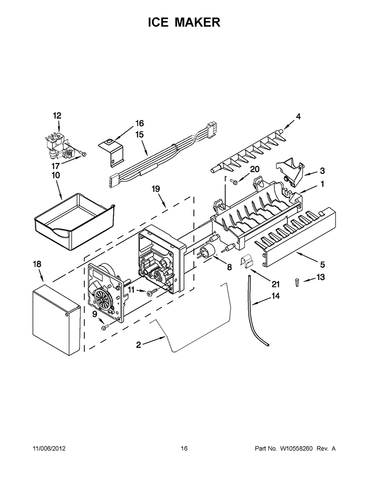 ICE MAKER Diagram and Parts List for KBFS20EVMS13  KitchenAid Refrigerator
