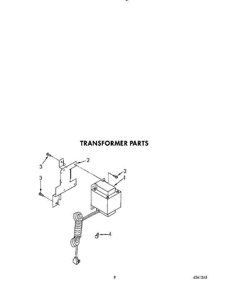 TRANSFORMER Diagram and Parts List for 3ET18GKXWG02  Whirlpool Refrigerator