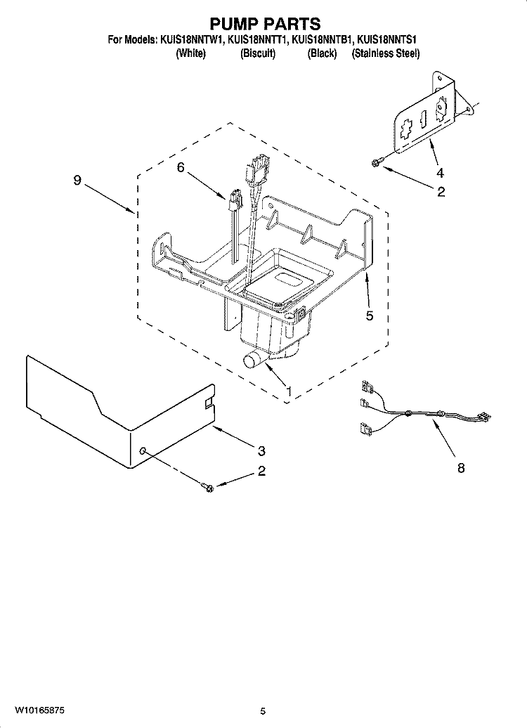 PUMP PARTS Diagram and Parts List for KUIS18NNTS1  KitchenAid Ice Maker