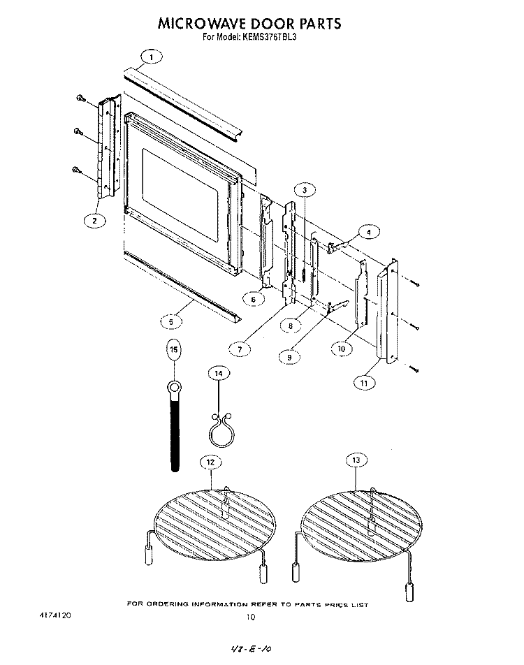 MICROWAVE DOOR Diagram and Parts List for KEMS376TBL3  KitchenAid Microwave Oven Combo