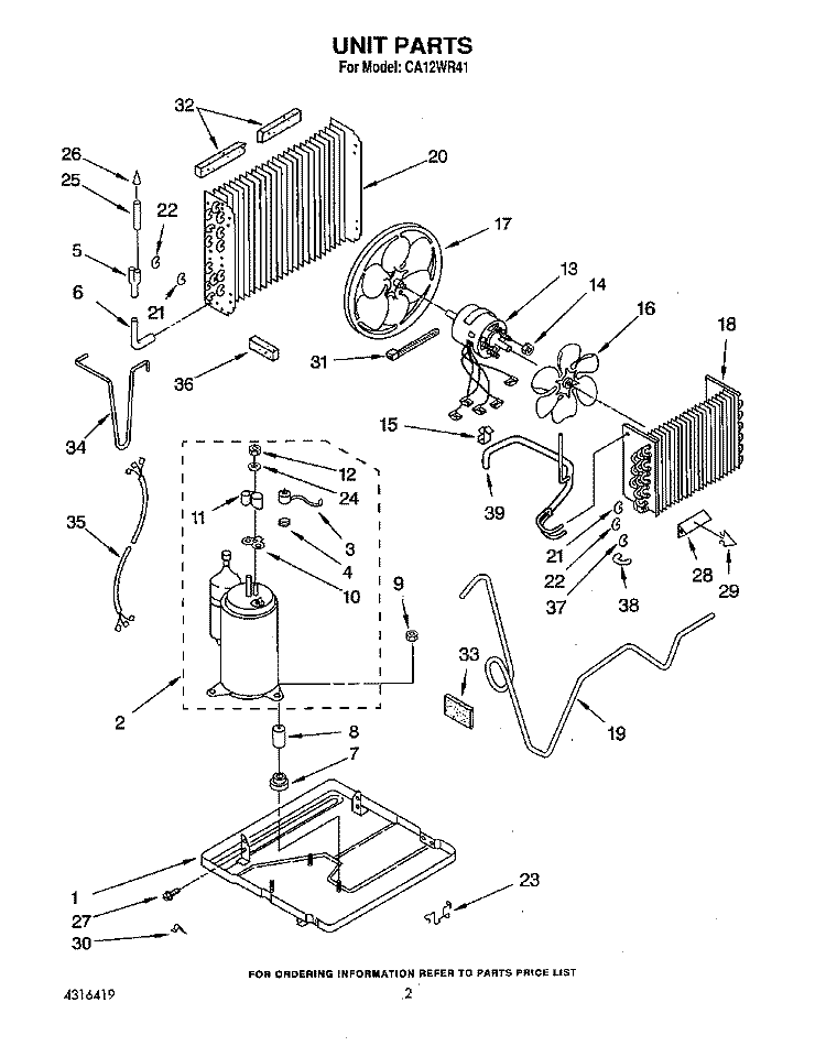 UNIT, LITERATURE Diagram and Parts List for CA12WR41  Crosley Air Conditioner