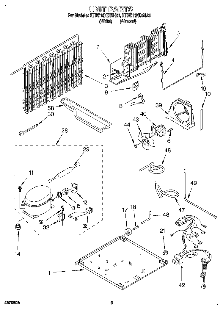UNIT, LIT/OPTIONAL Diagram and Parts List for KTHC18KDAL00  KitchenAid Refrigerator