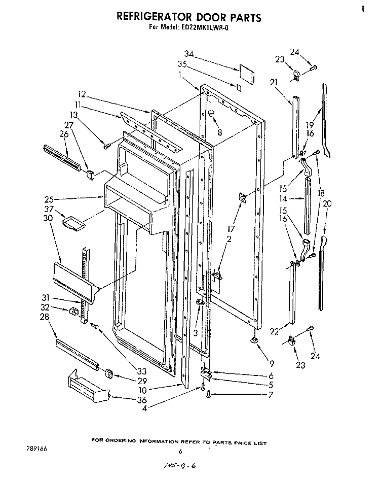 REFRIGERATOR DOOR Diagram and Parts List for ED22MK1LWR0  Whirlpool Refrigerator