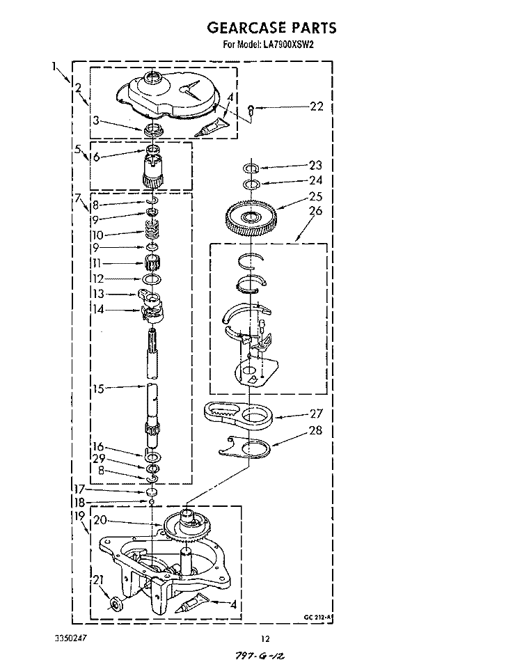 GEARCASE Diagram and Parts List for LA7900XSW2  Whirlpool Washer