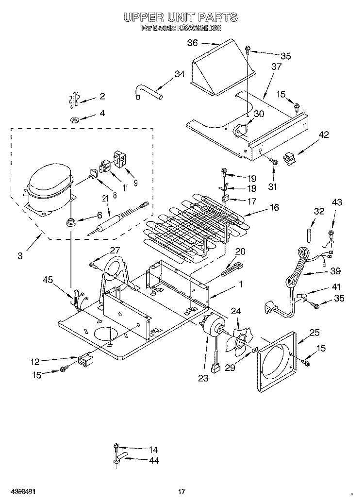 UPPER UNIT Diagram and Parts List for KSSS36MHX00  KitchenAid Refrigerator