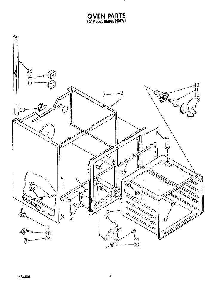 OVEN Diagram and Parts List for RM988PXVM1  Whirlpool Microwave Oven Combo