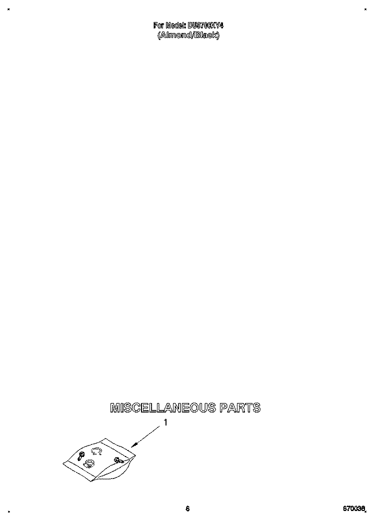 MISCELLANEOUS Diagram and Parts List for DU8700XY4  Whirlpool Dishwasher