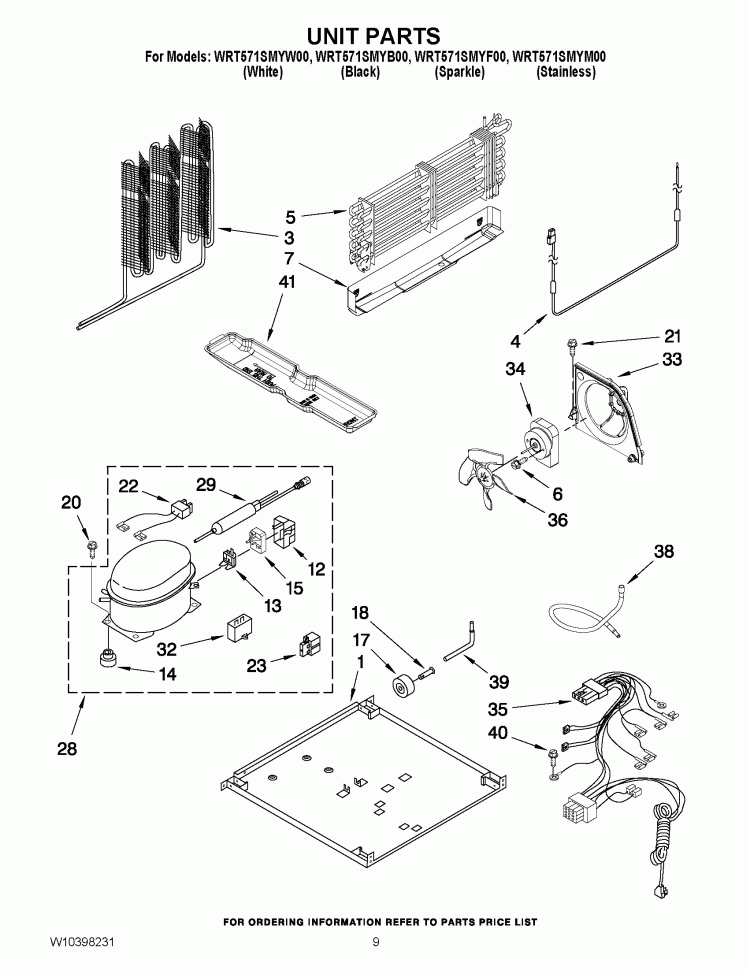 UNIT PARTS Diagram and Parts List for WRT571SMYF00  Whirlpool Refrigerator