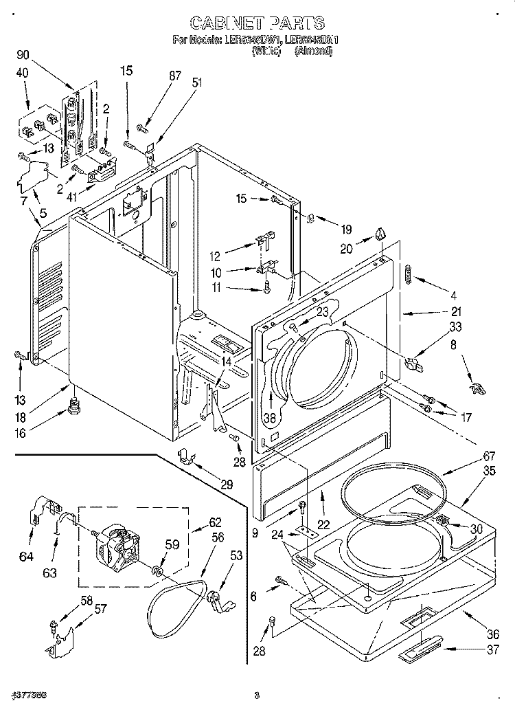 SECTION Diagram and Parts List for LER6646DN1  Whirlpool Dryer