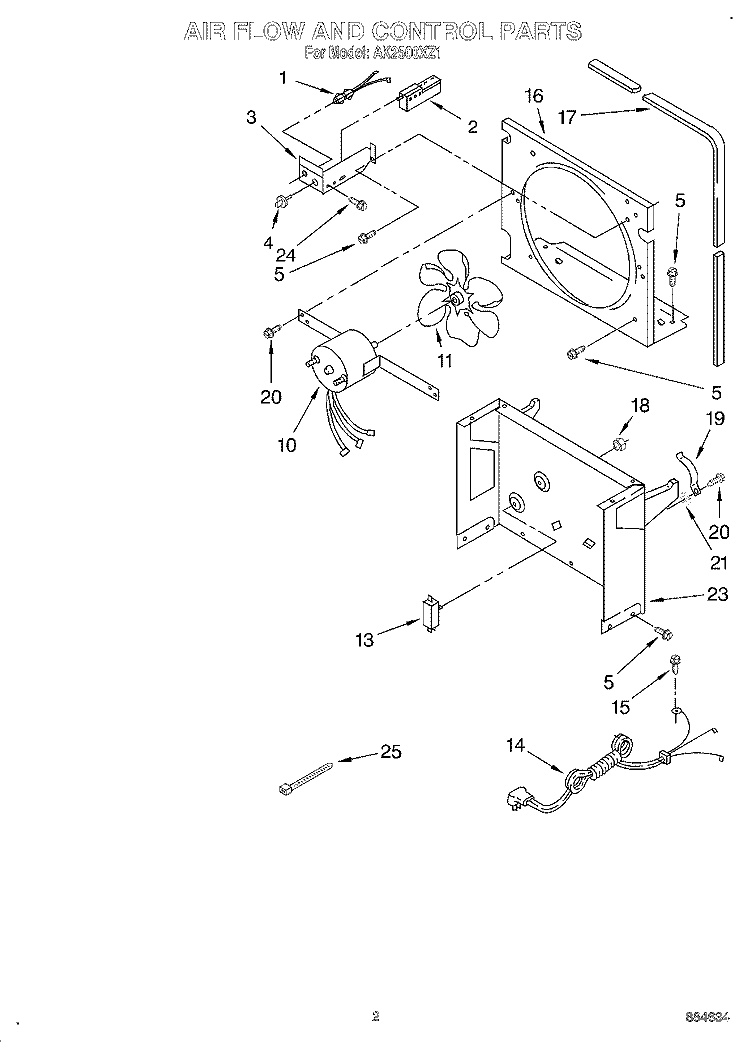 SECTION Diagram and Parts List for AK2500XZ1  Whirlpool Dehumidifier