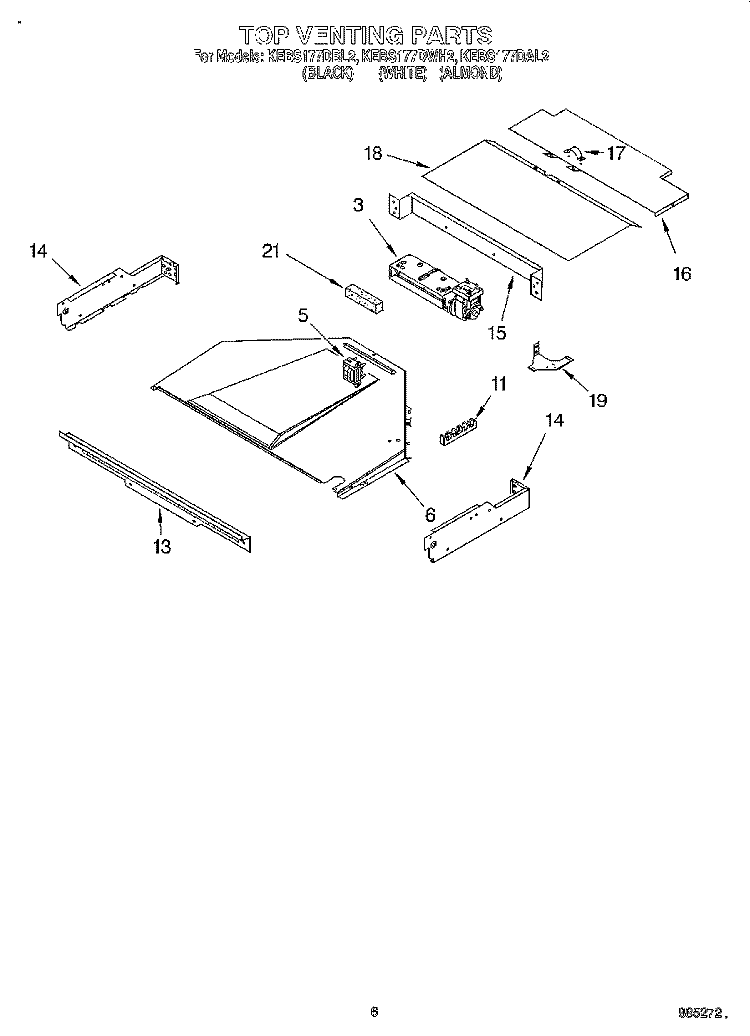 TOP VENTING, OPTIONAL Diagram and Parts List for KEBS177DBL2  KitchenAid Wall Oven