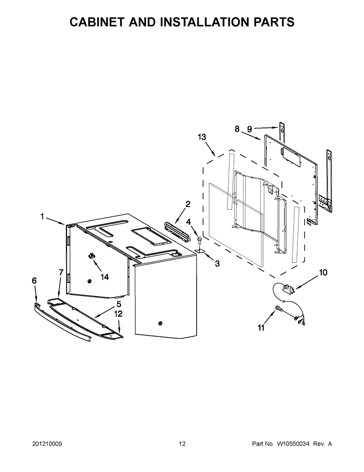 CABINET AND INSTALLATION PARTS Diagram and Parts List for KHHC2090SSS3  KitchenAid Microwave