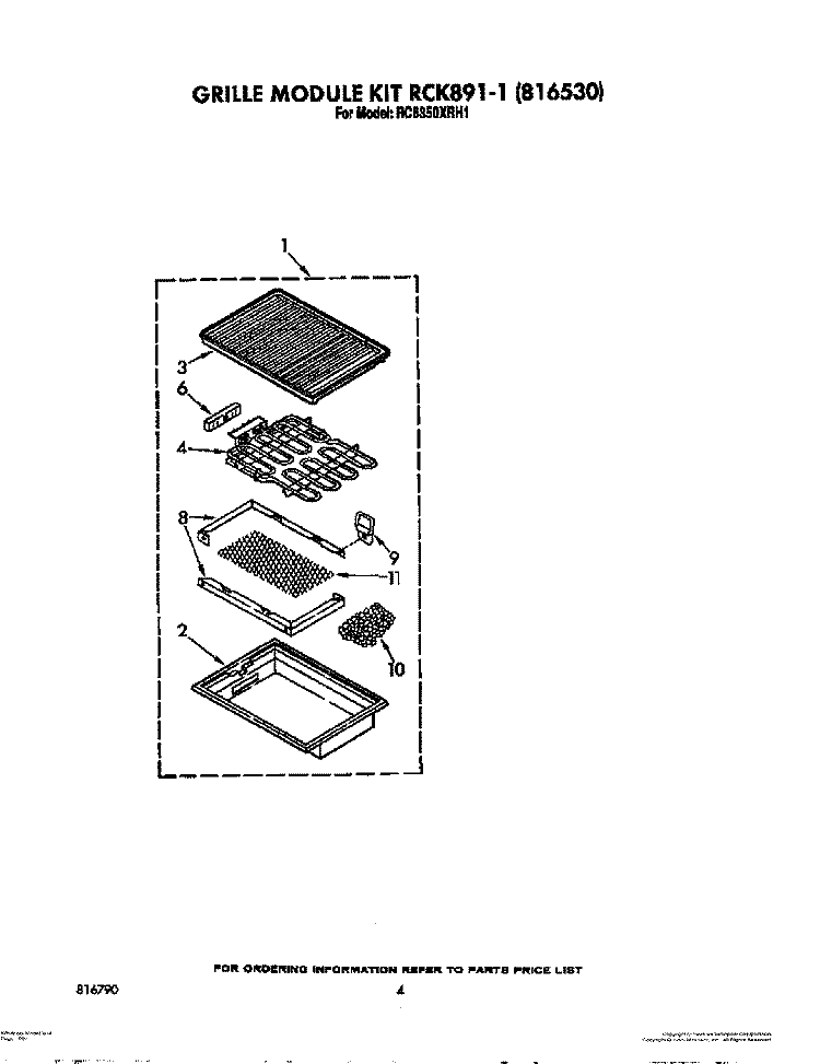 SECTION Diagram and Parts List for RC8350XRH1  Whirlpool Cooktop