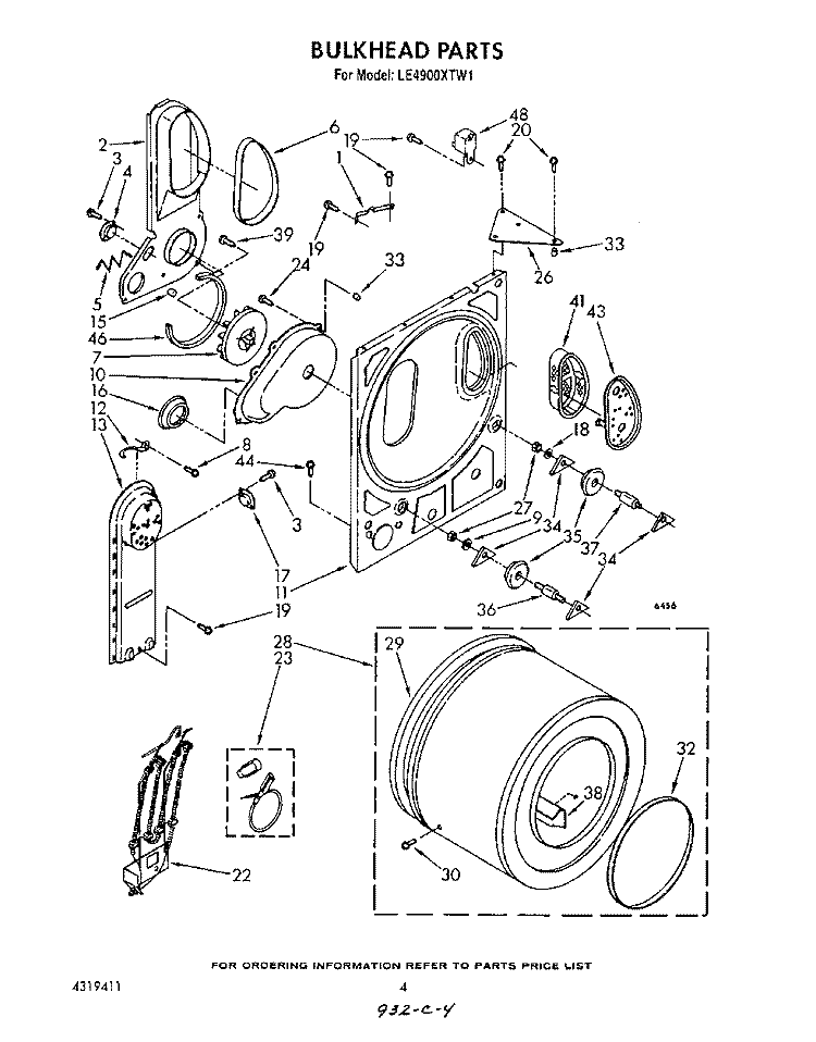 SECTION Diagram and Parts List for LE4900XTN1  Whirlpool Dryer