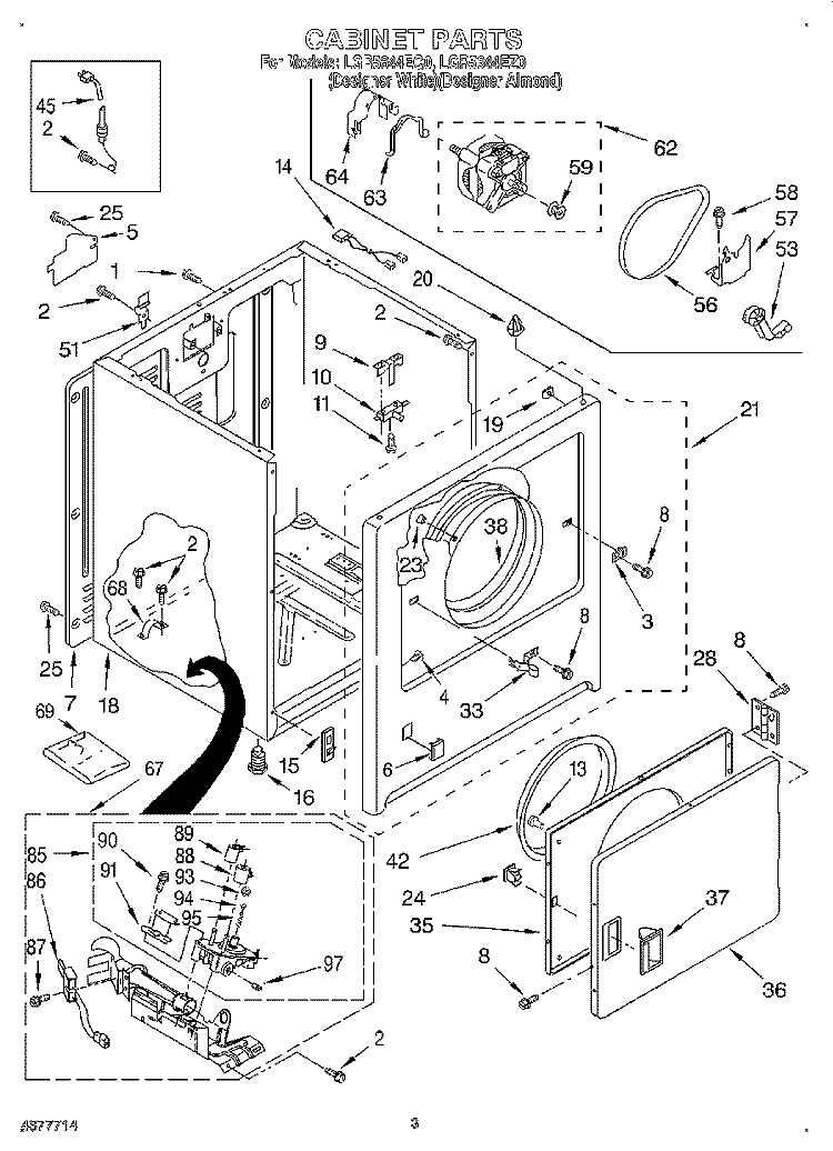 CABINET Diagram and Parts List for LGR5644EQ0  Whirlpool Dryer