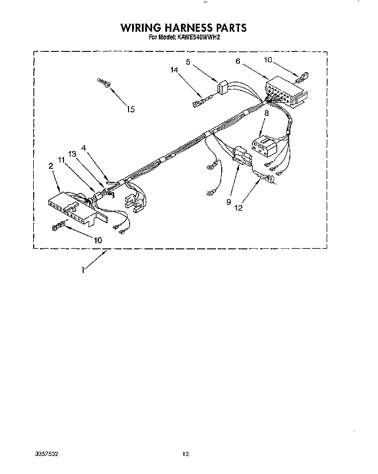 WIRING HARNESS Diagram and Parts List for KAWE540WAL2  KitchenAid Washer