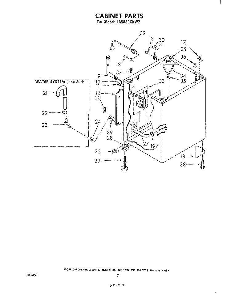 CABINET Diagram and Parts List for LA5880XKW2  Whirlpool Washer