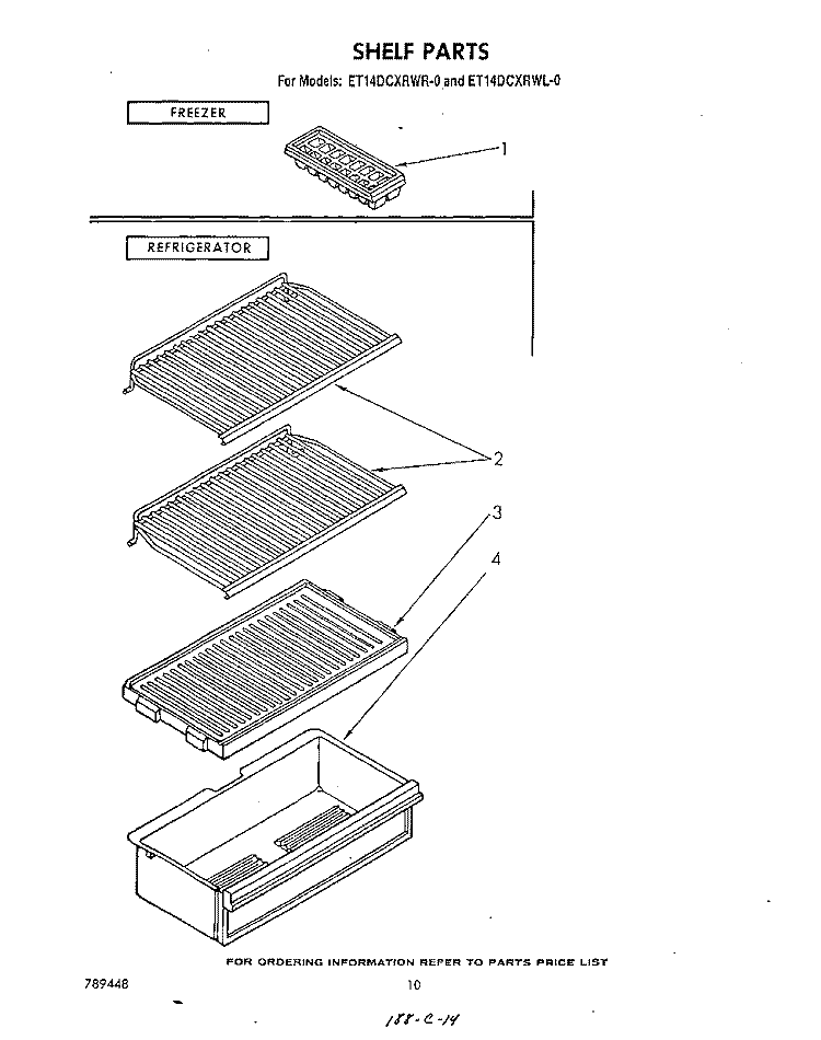 SHELF Diagram and Parts List for ET14DCXRWR0  Whirlpool Refrigerator