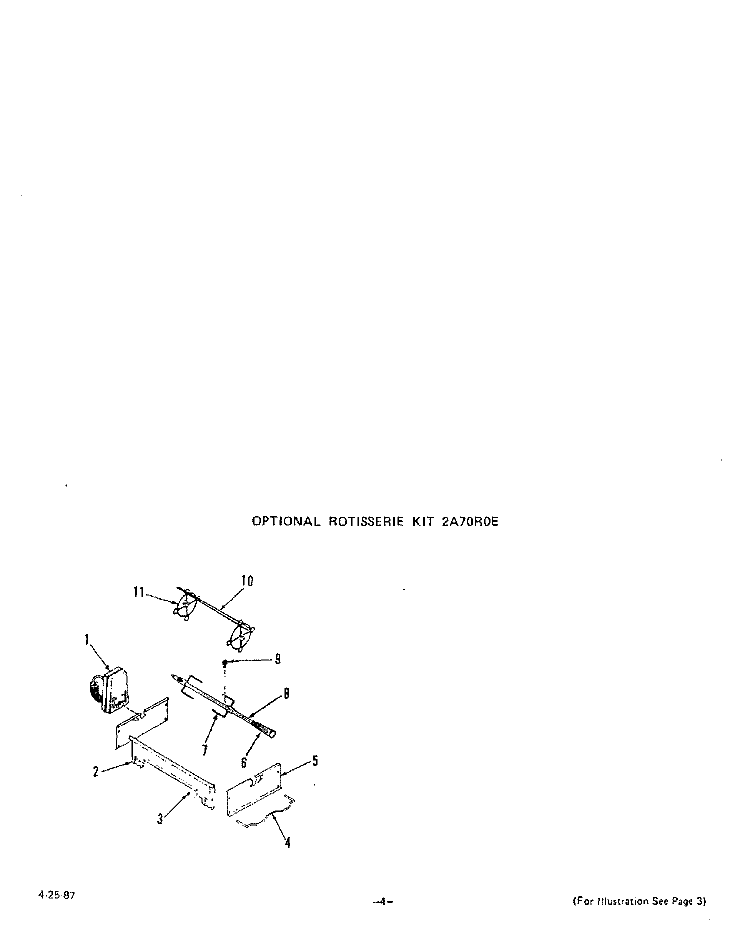 ROTISSERIE Diagram and Parts List for N3457W0  Roper Range