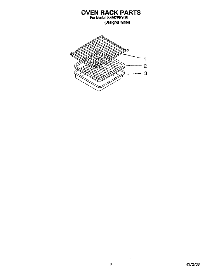 OVEN RACK, LITERATURE Diagram and Parts List for SF367PEYQ8  Whirlpool Range