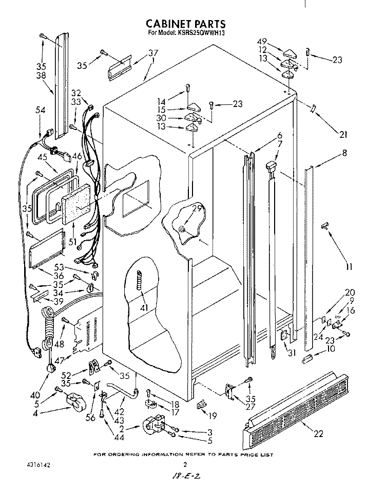 CABINET Diagram and Parts List for KSRS25QWAL13  KitchenAid Refrigerator