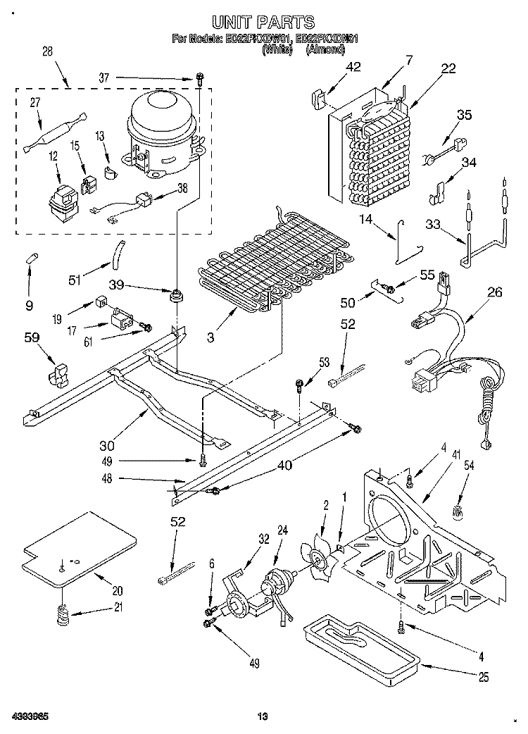 UNIT, LIT/OPTIONAL Diagram and Parts List for ED22PKXDW01  Whirlpool Refrigerator