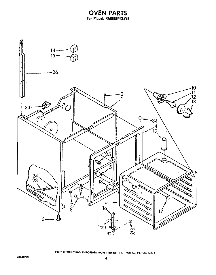 OVEN , OVEN Diagram and Parts List for RM988PXLW9  Whirlpool Microwave Oven Combo