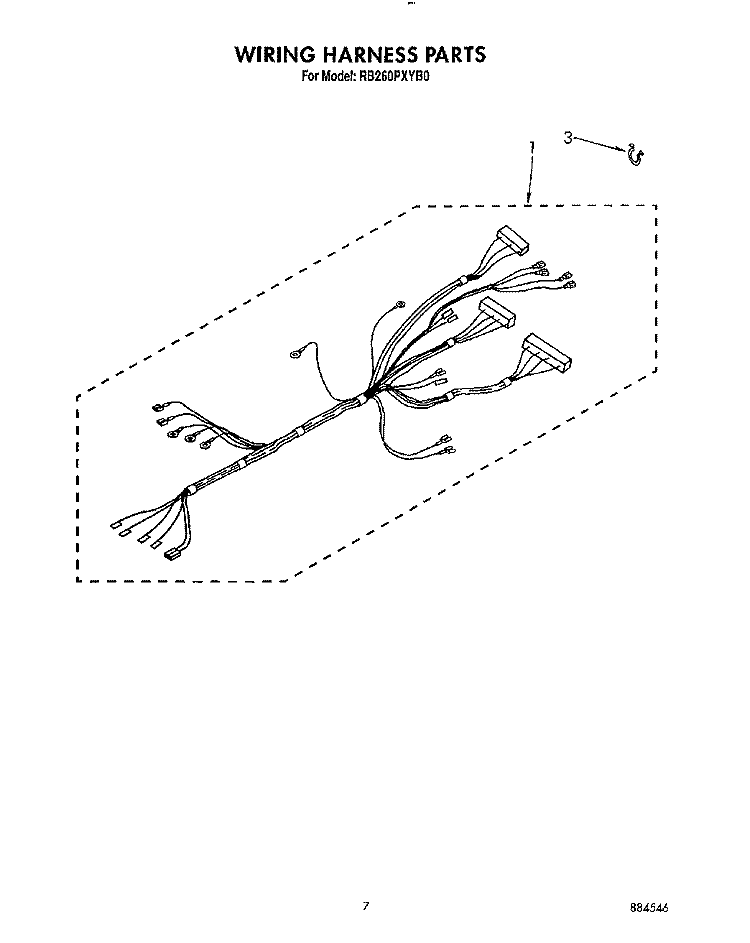 WIRING HARNESS Diagram and Parts List for RB260PXYQ0  Whirlpool Wall Oven